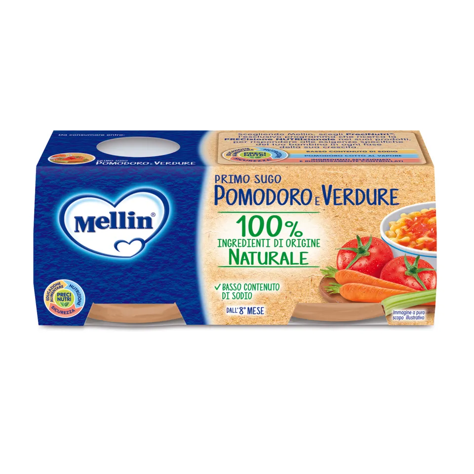 Mellin Primo Sugo Pomodoro e Verdure 2x80 g dagli 8 mesi