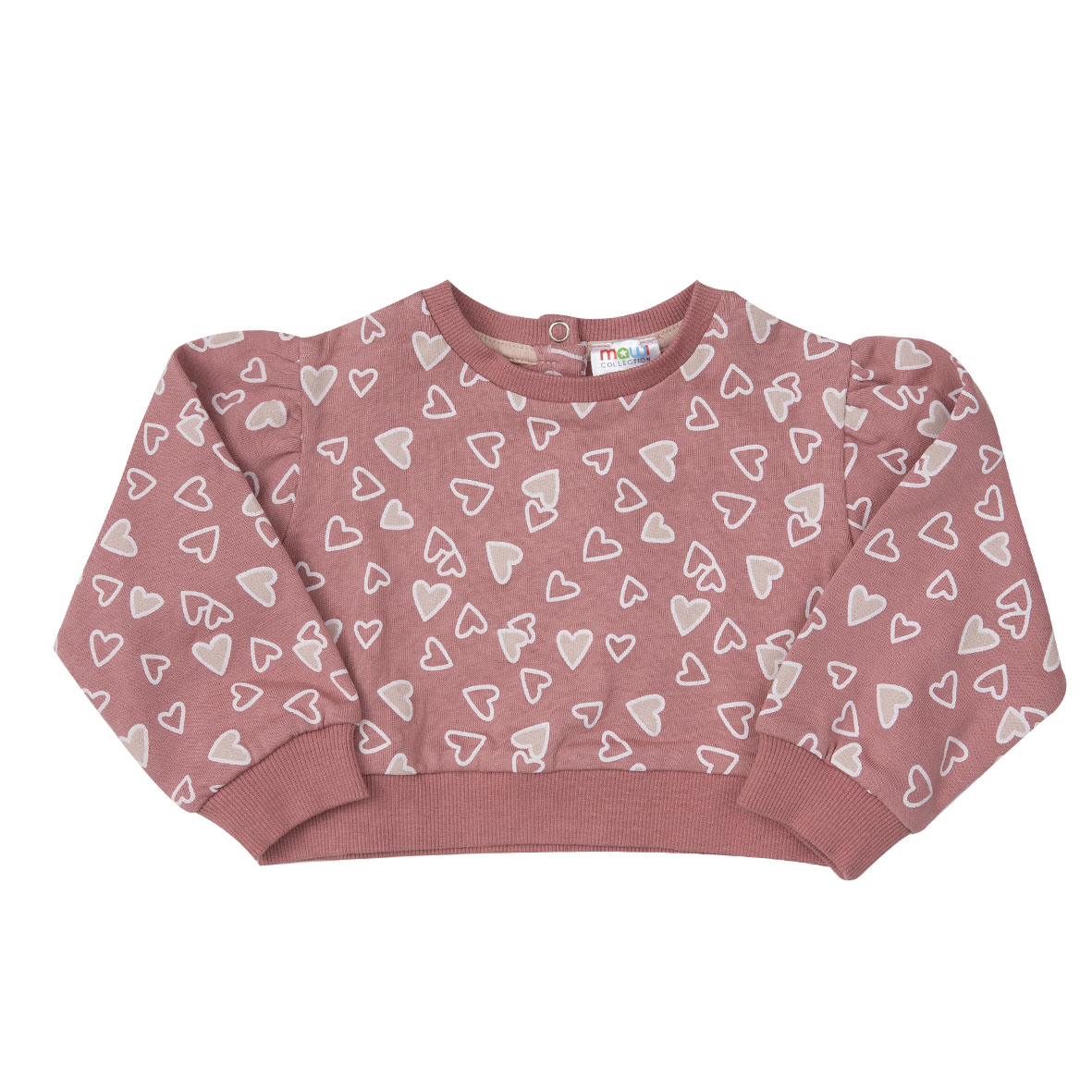 Mawi maglia felpa crop bimba cuori rosa in cotone