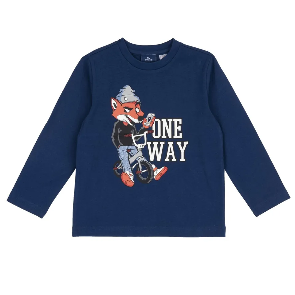 Chicco Volpe Maglietta manica lunga cotone blu