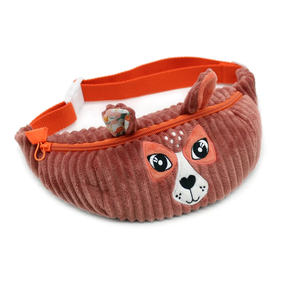 Les Deglingos Melimelos Cervo marsupio bambino terracotta velluto