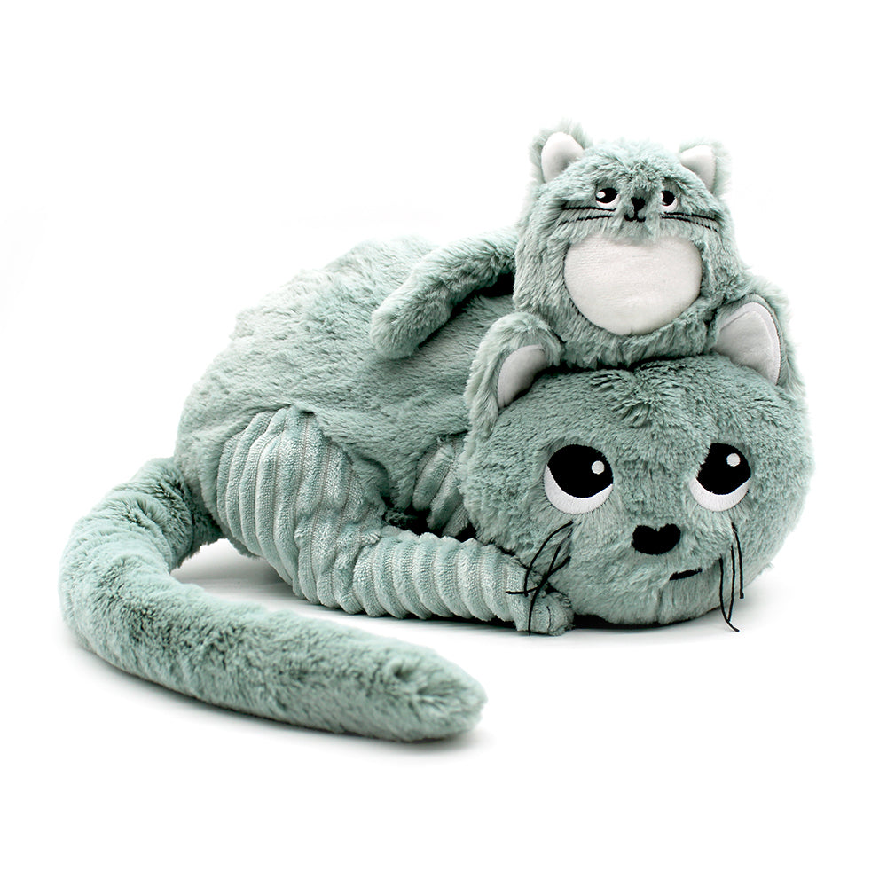 Les Deglingos Ptipotos Miaou Peluche Gatto Verde Menta 32 cm