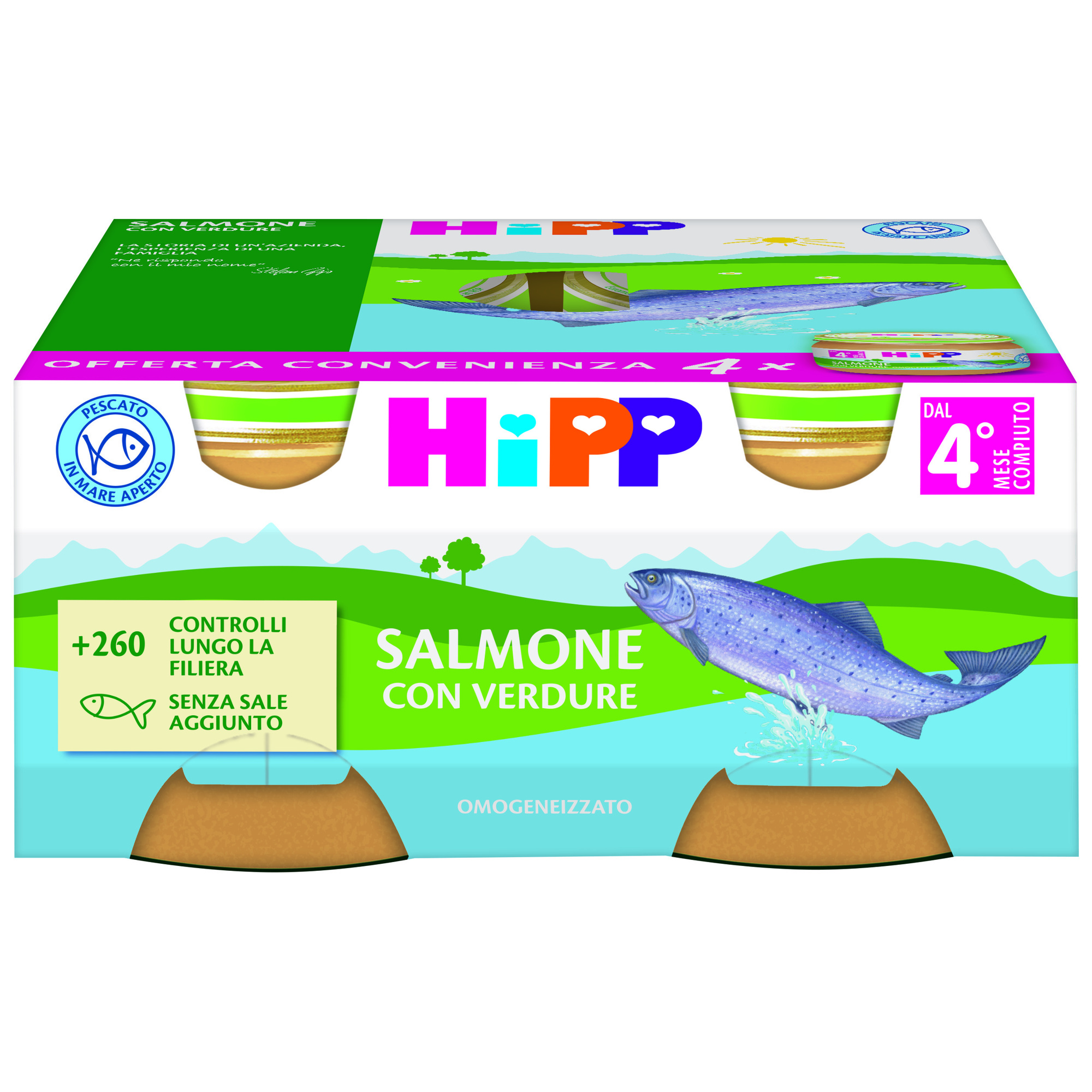 HiPP Omo salmone verdure omogeneizzato 4x80g