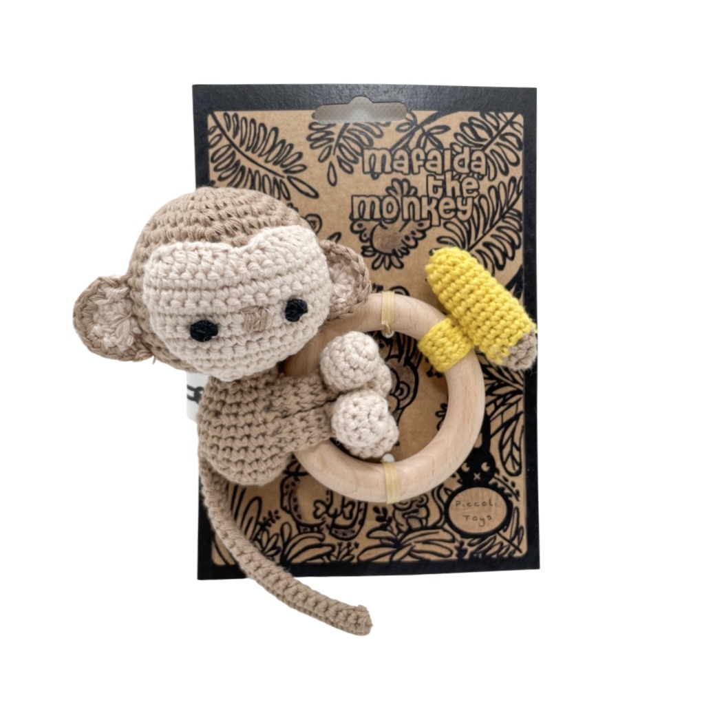 Piccoli Toys Mafalda sonaglio uncinetto scimmia cotone