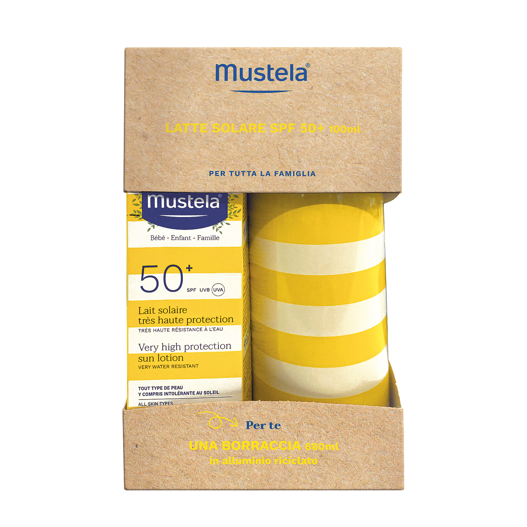 Mustela Latte Solare SPF50+ 100ml + Borraccia Protezione Molto Alta
