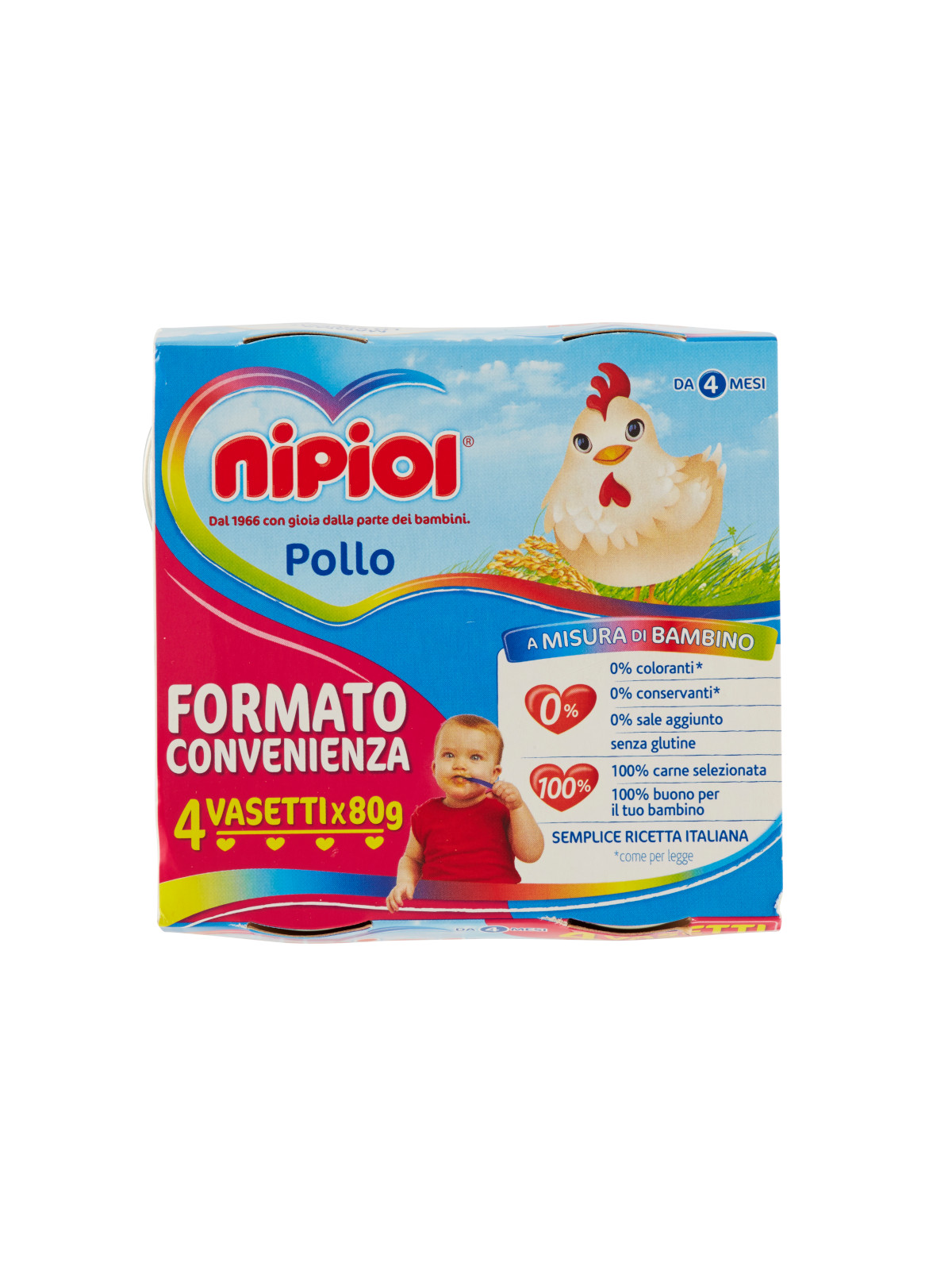 Nipiol omogeneizzato pollo 4x80 g con cereale