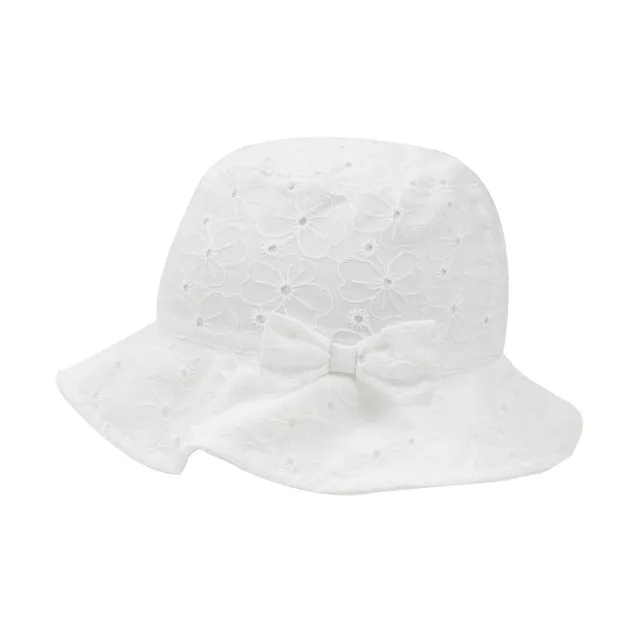 Cappellino Pescatore Bimba Sangallo Bianco Floreale