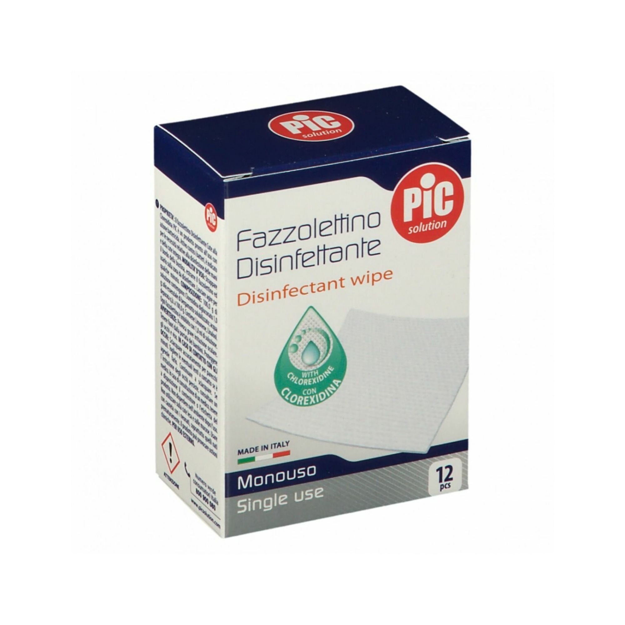 Pic fazzolettini disinfettanti 12 pezzi per mani e cute