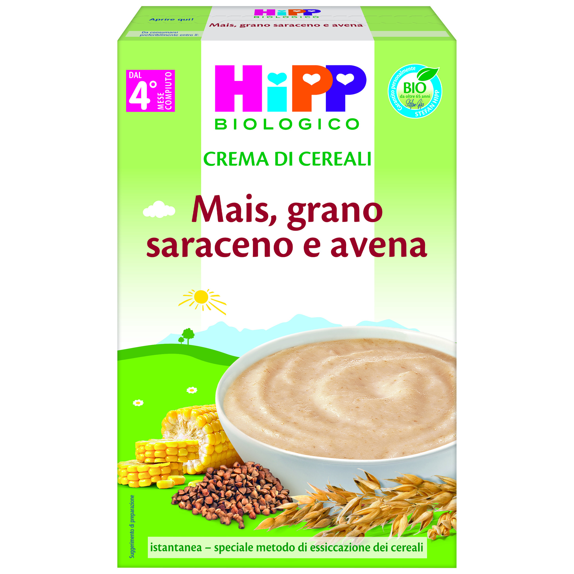 HiPP crema cereali mais avena grano saraceno 200 g bimbi