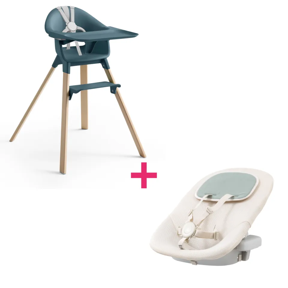 Stokke Clikk seggiolone pappa + newborn set blu grigio ergonomico