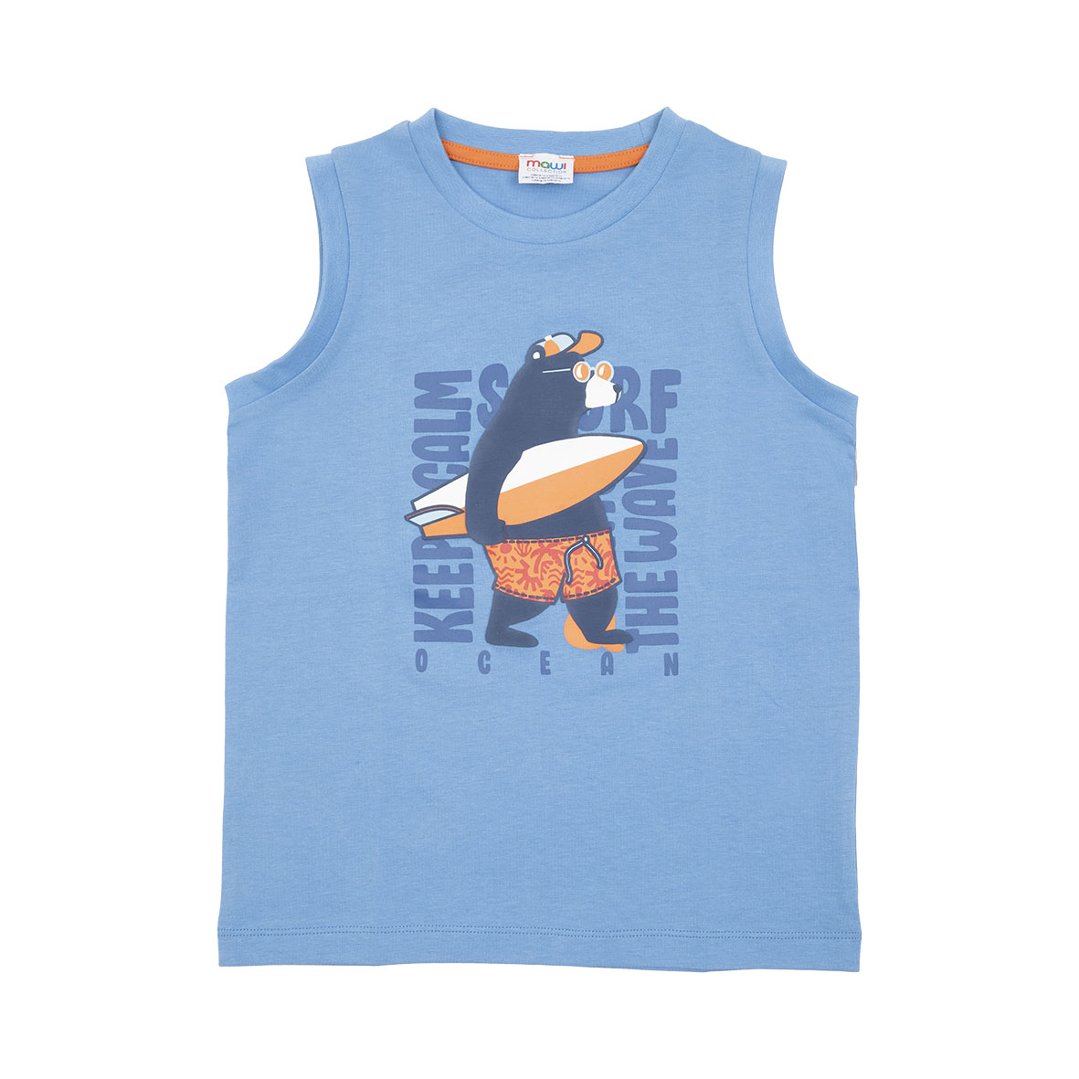 Canottiera Jersey Bimbo Azzurra Stampa Surf casual