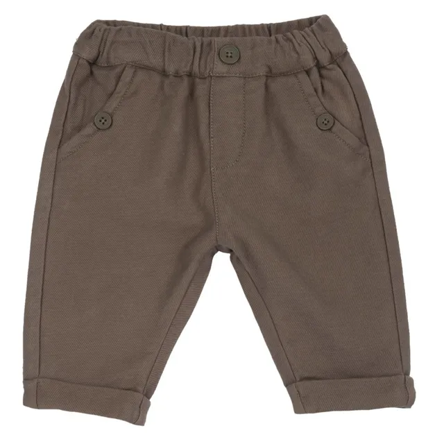 Chicco pantaloni felpa marrone bottoni cotone