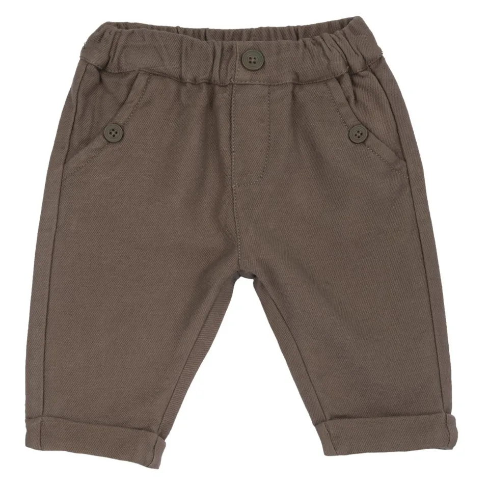 Chicco pantaloni felpa marrone bottoni cotone