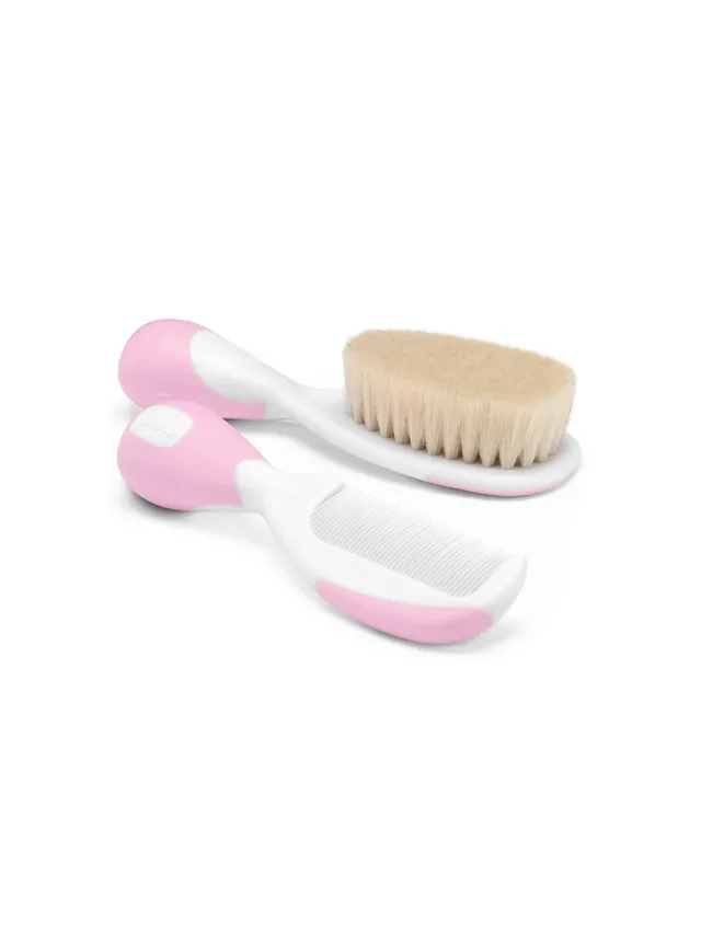Set spazzola e pettine neonato rosa delicato
