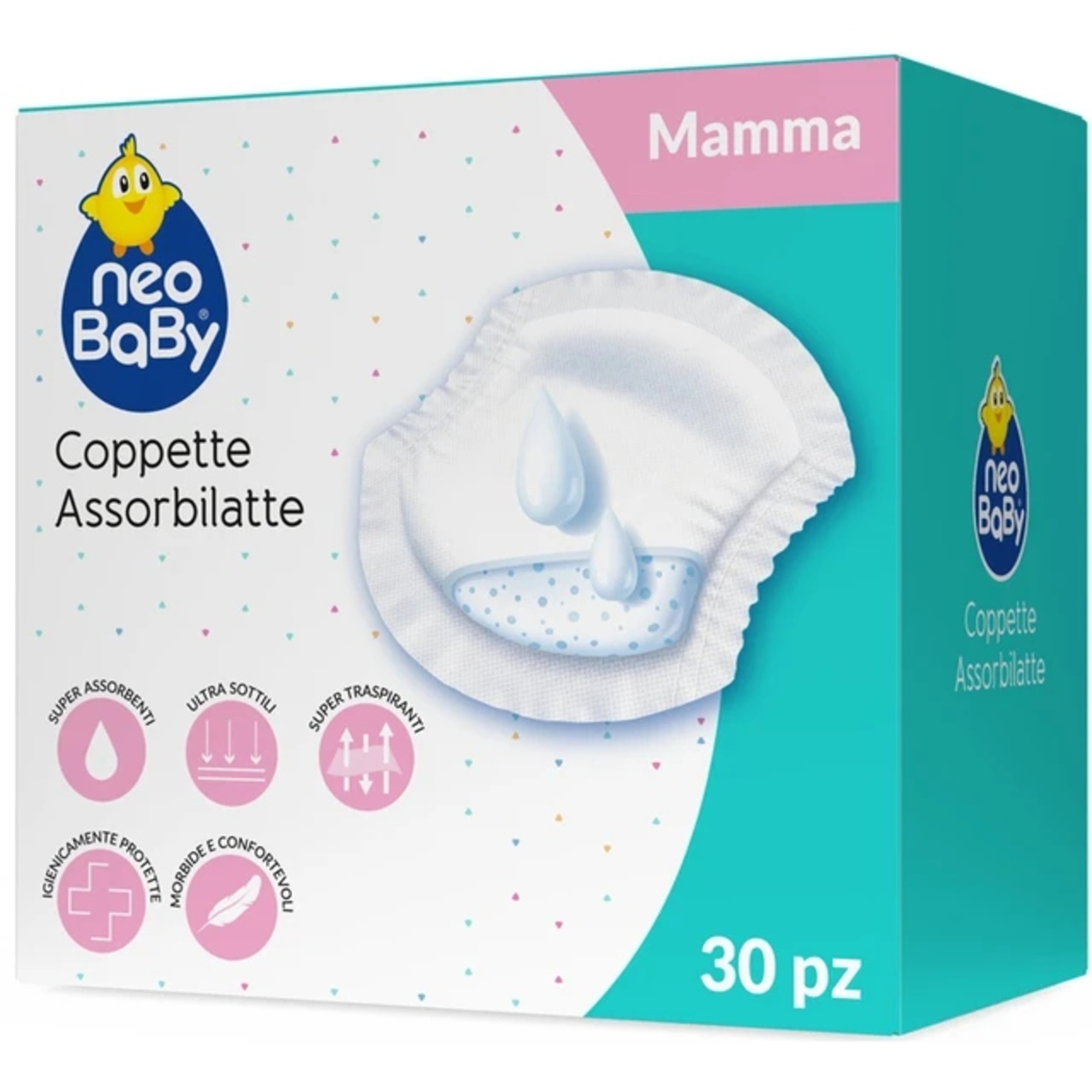 Neobaby coppette assorbilatte monouso 30 pezzi traspiranti