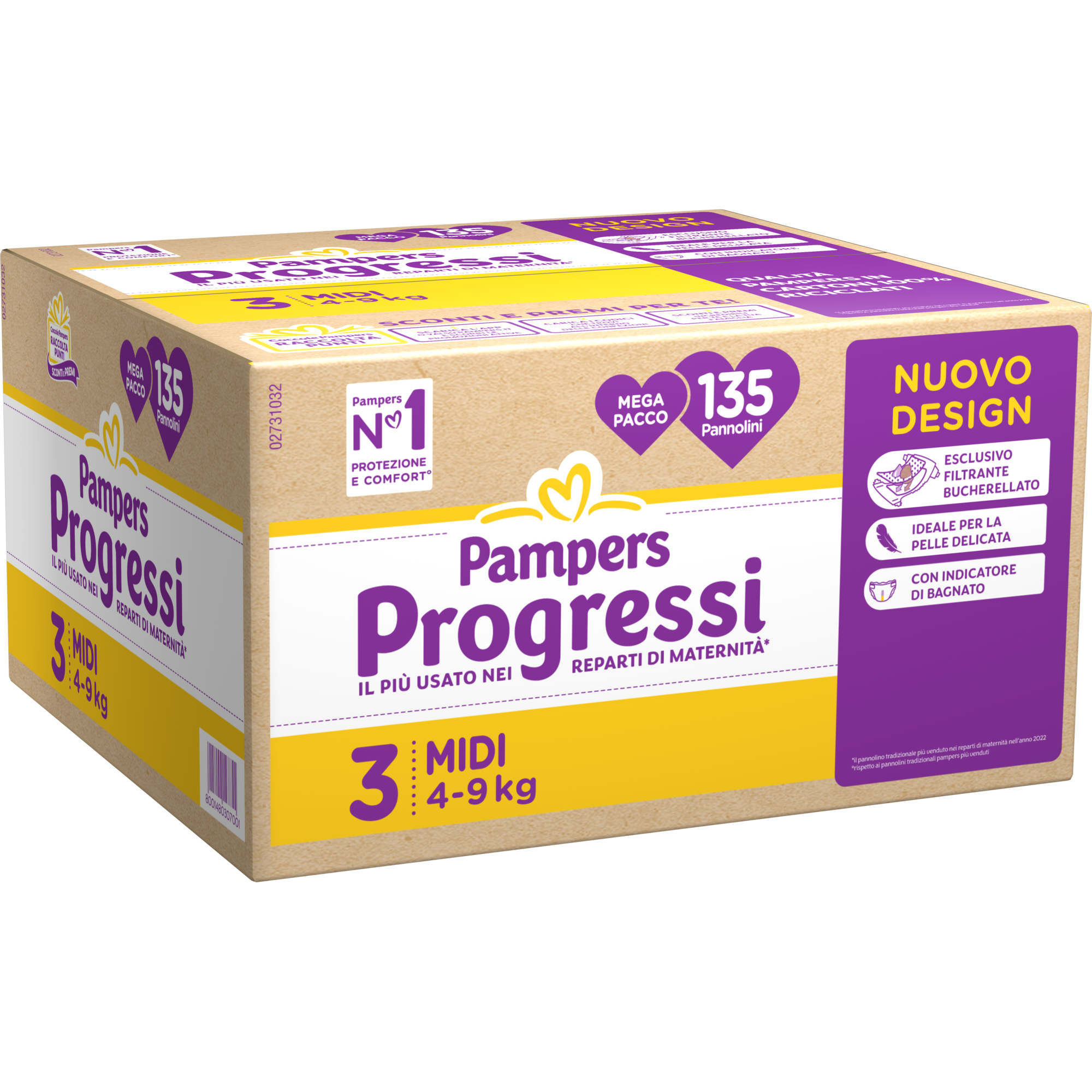Pampers Progressi Pannolini Taglia 3 135 pz 4-9 kg