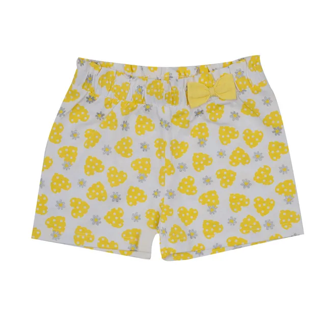Short jersey bimba bianco giallo con fiocco