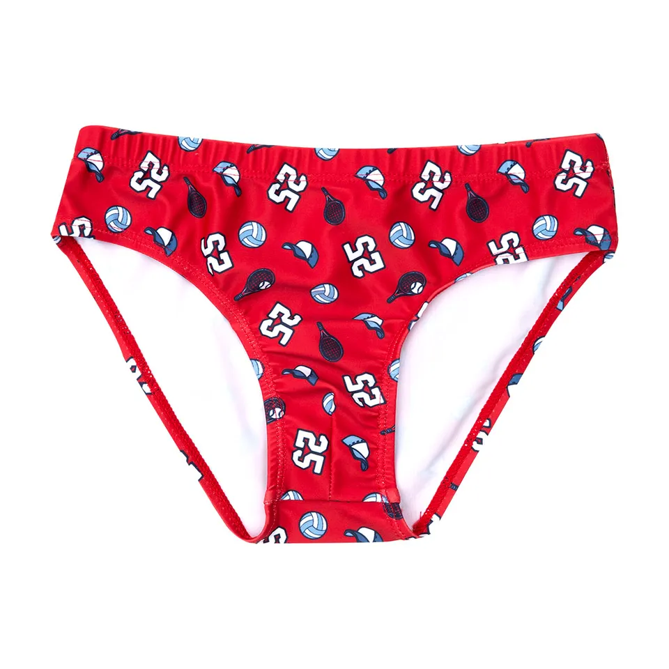 Slip Mare Bimbo rosso stampa baseball allover