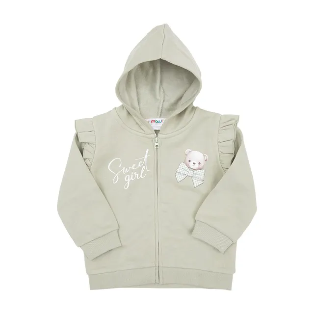 Toys Center Baby Felpa Bimba Verde Zip Cappuccio