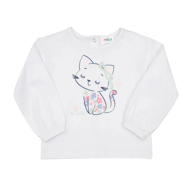Toys Center Baby Maglia Bimba Bianca Gattino Manica Lunga