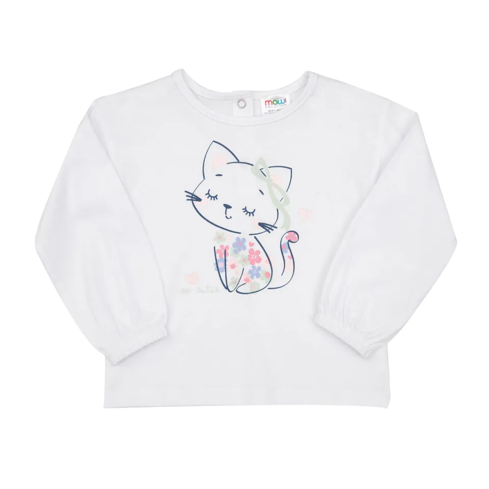 Toys Center Baby Maglia Bimba Bianca Gattino Manica Lunga