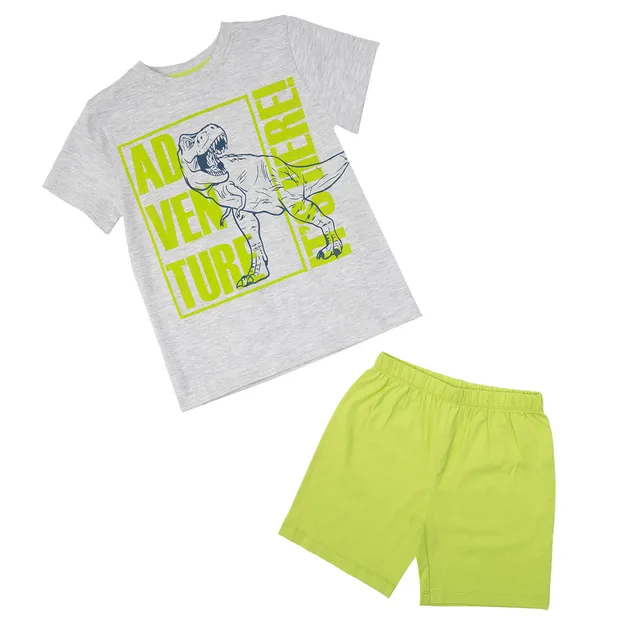 Pigiama bimbo Dino due pezzi corto grigio verde jersey
