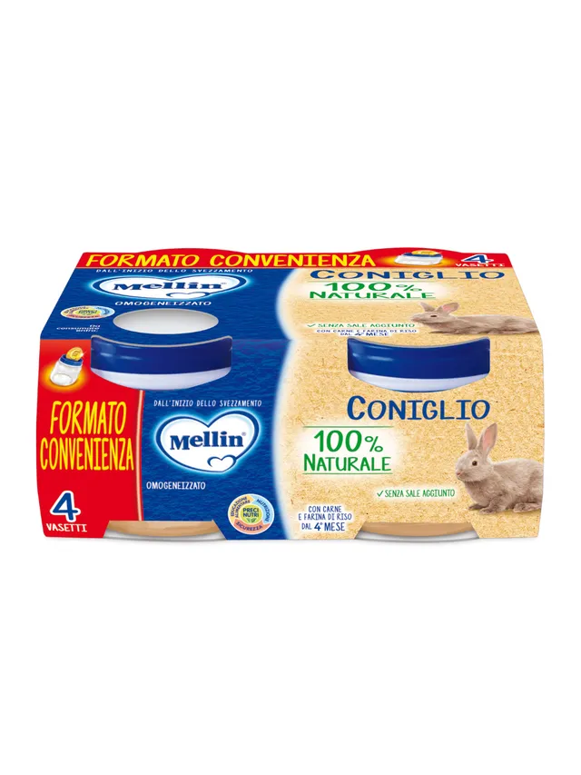 Mellin Omogeneizzato Coniglio 4x80 g Senza Sale