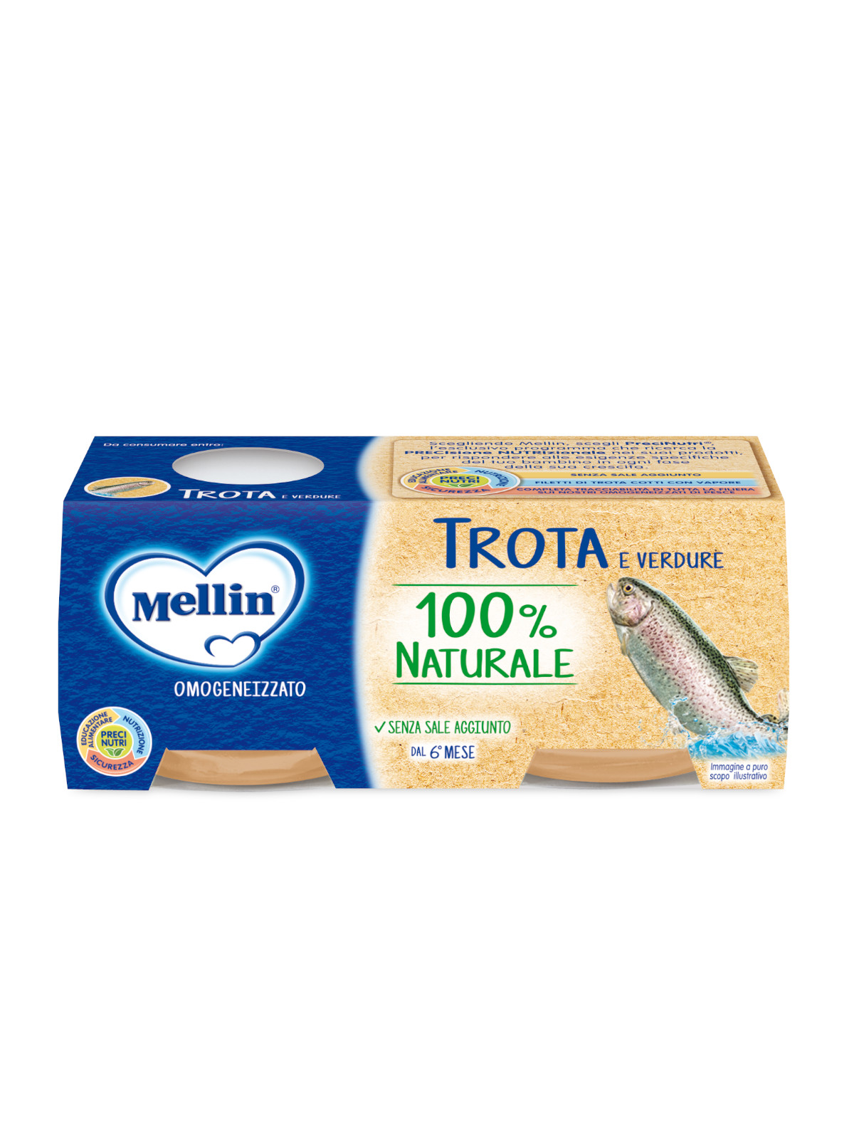 Mellin PreciNutri Trota omogeneizzato 2x80 g senza sale