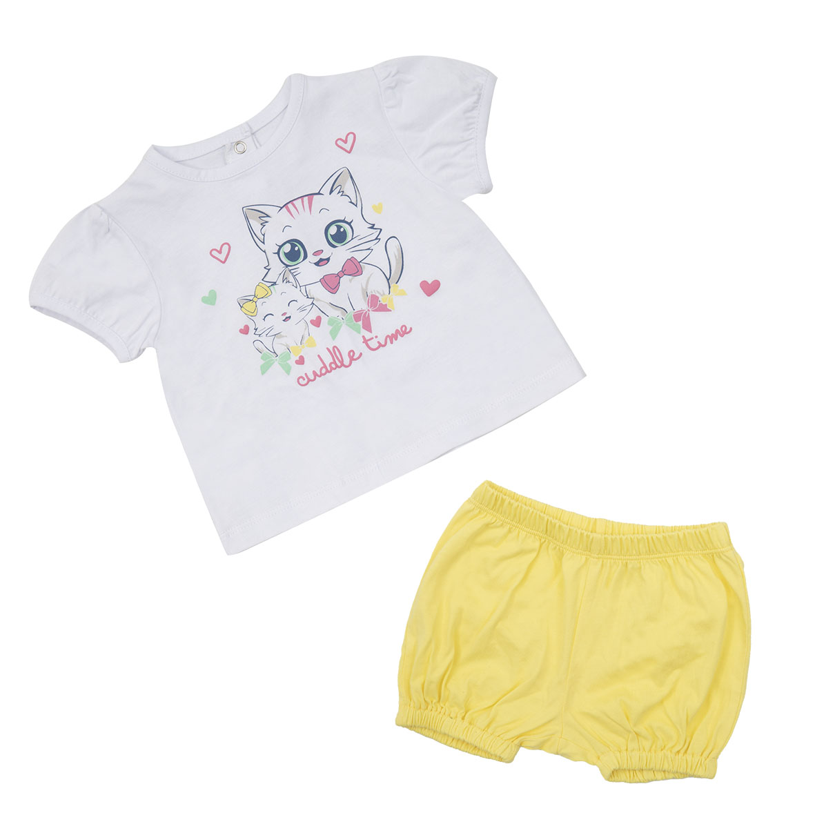 Baby Set 2 Pezzi Jersey T-Shirt Shorts Bimba Giallo