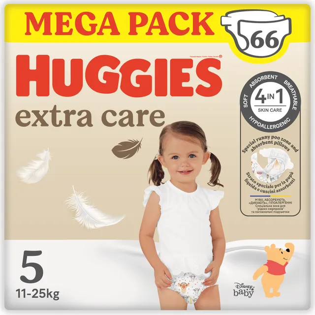 Huggies Extra Care tg.5 pannolini mega pack 66 pz traspiranti