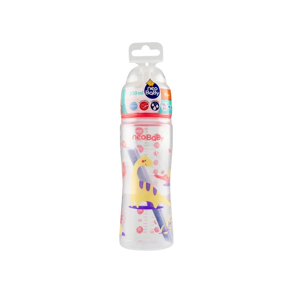 Neo Baby biberon collo largo silicone 330 ml rosa flusso veloce