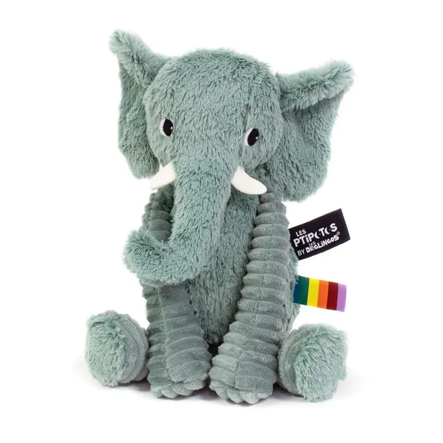 Les Deglingos Ptipotos Dimoitou peluche elefante verde menta 35 cm