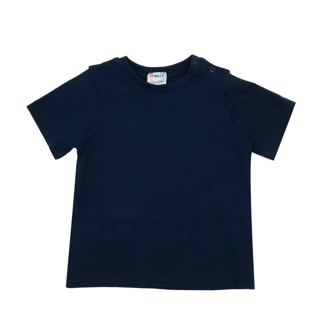 T-shirt Jersey Bimbo Blu Scuro Girocollo con Bottoni