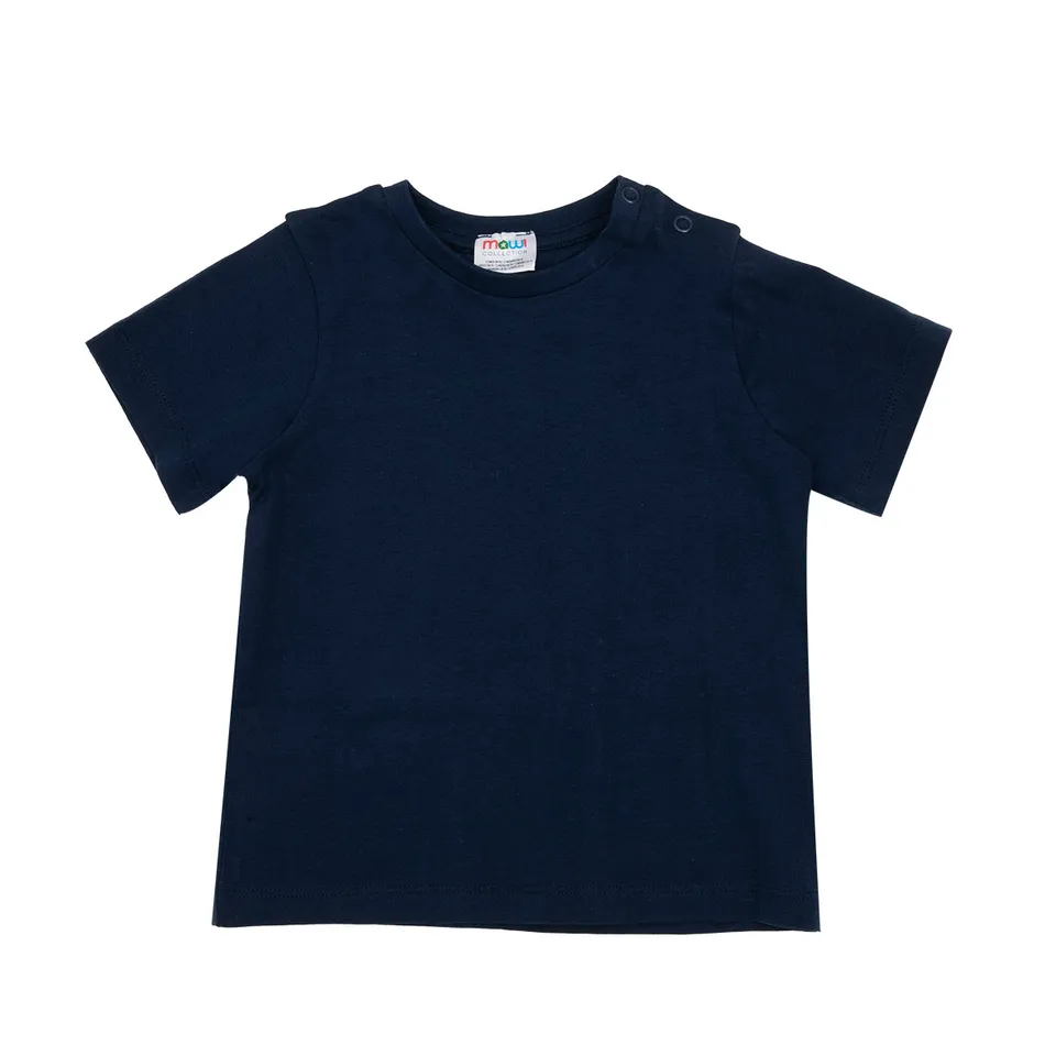 T-shirt Jersey Bimbo Blu Scuro Girocollo con Bottoni