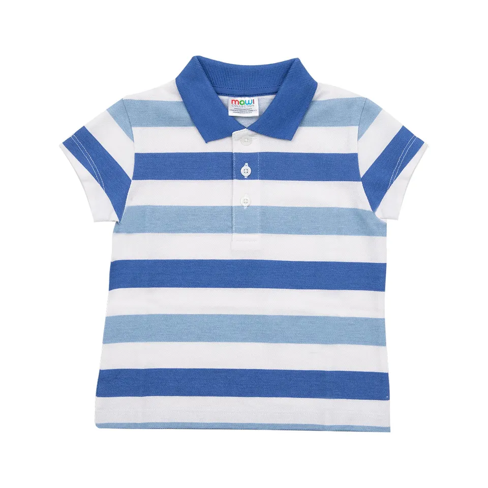 Polo Piquet Bimbo Azzurra con Bottoni Look Casual