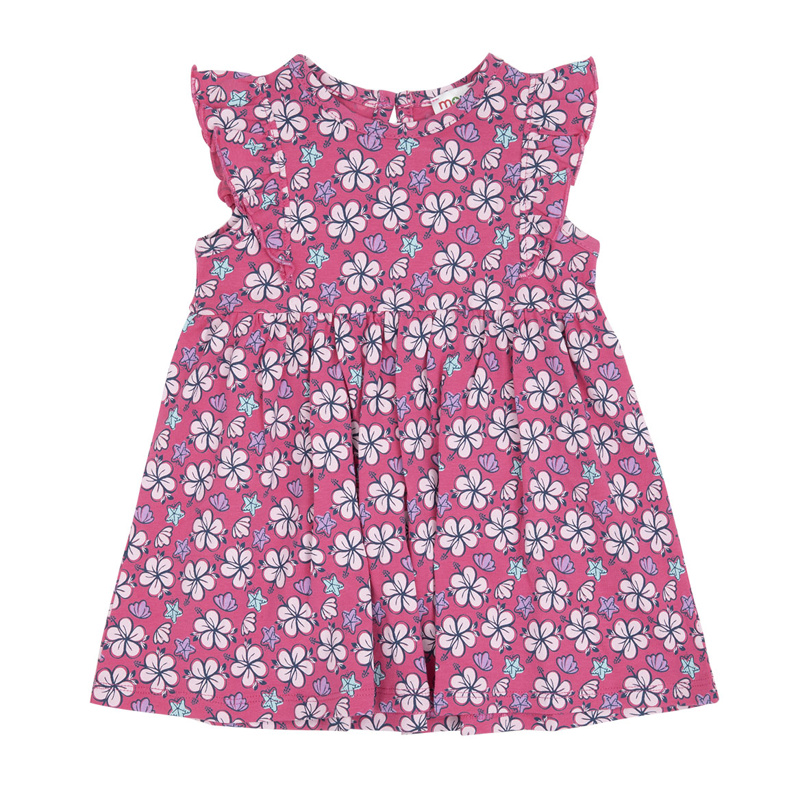 Vestito Bimba Jersey Rosa con Fiori Manica Corta