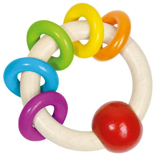 The Dida sonaglio arcobaleno legno 5 anelli colorati