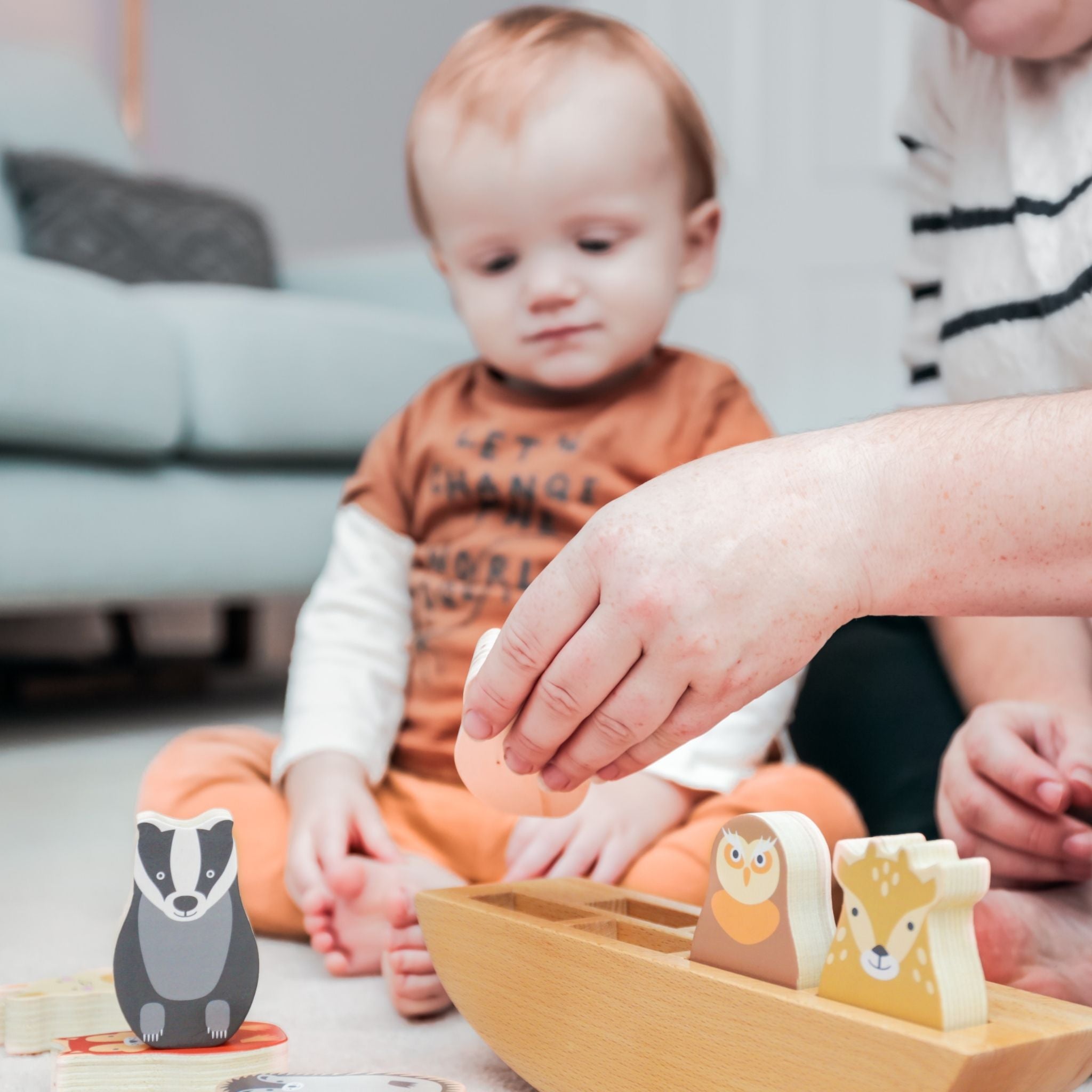 Rosa & Bo Woodland Friends Rock-a-Boat barchetta legno