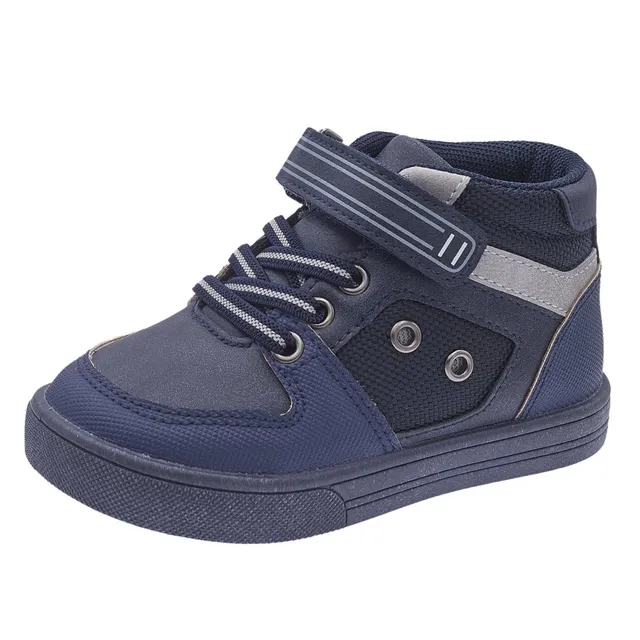 Chicco polacchino foil blu stringhe e velcro bianco