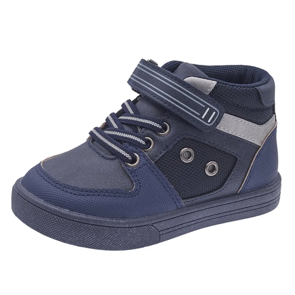 Chicco polacchino foil blu stringhe e velcro bianco