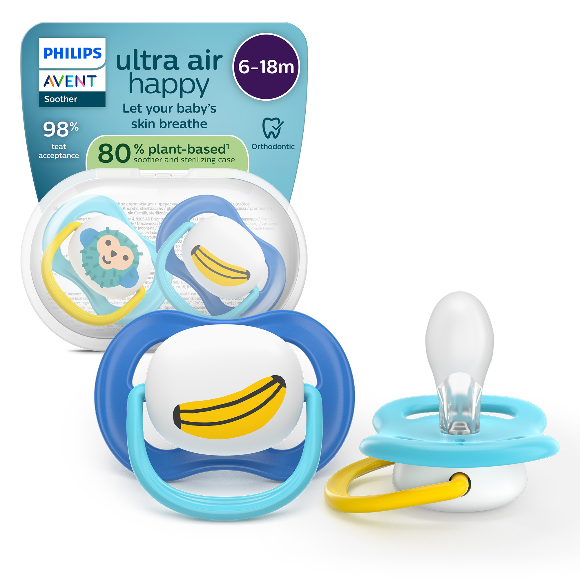 Philips Avent Ultra Air ciucci 6-18 mesi scimmia banana 2 pz