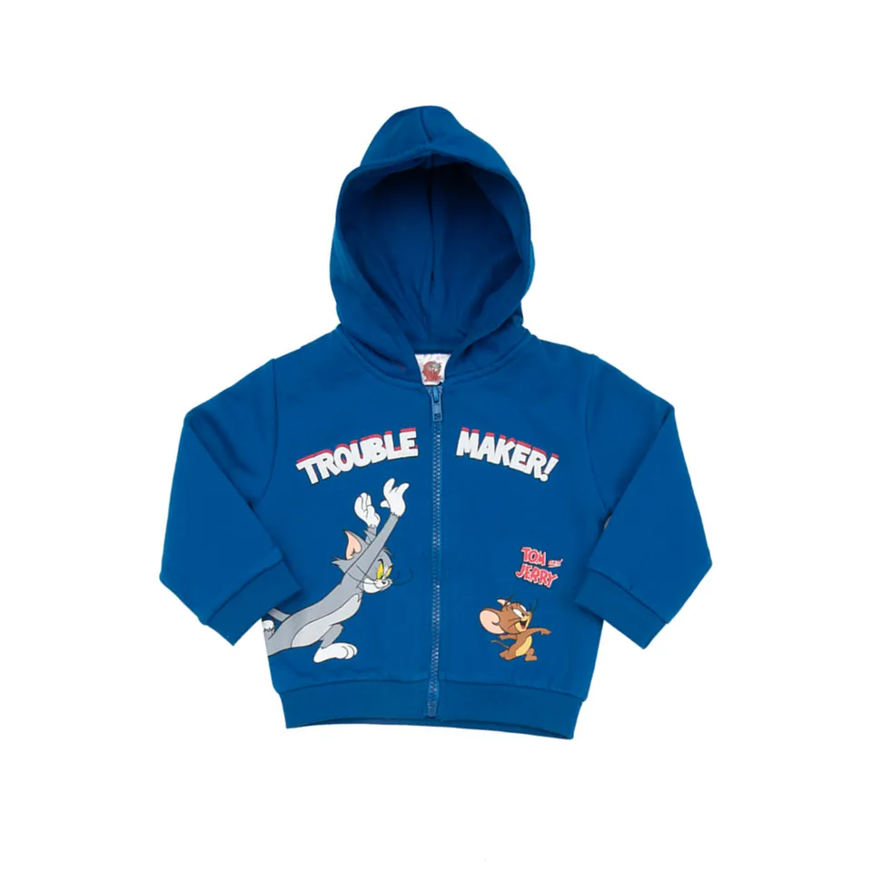Tom e Jerry felpa bimbo blu con cappuccio e zip