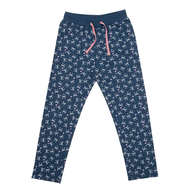 Pantalone Bimba French Terry Blu Stampato Elastico