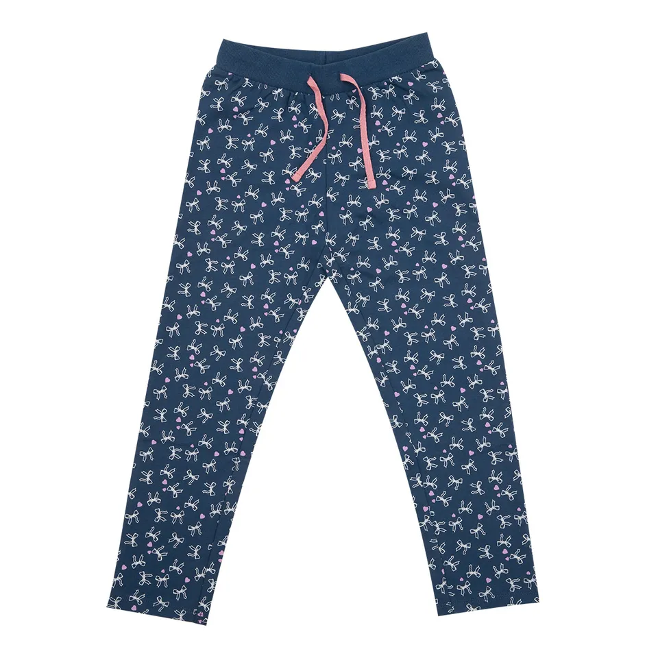 Pantalone Bimba French Terry Blu Stampato Elastico