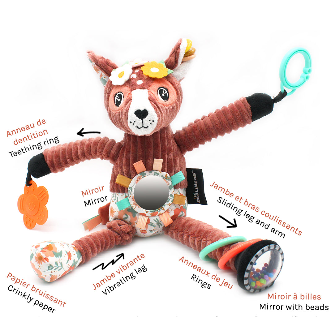 Les Deglingos Melimelos peluche attività cervo terracotta