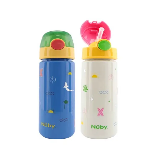 Nuby Soft Straw Push tazza con cannuccia 540 ml assortita