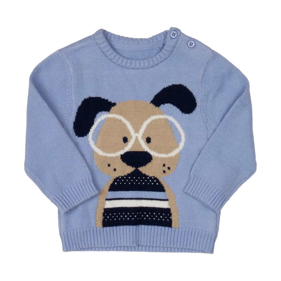 Mawi maglia tricot intarsio azzurra viscosa