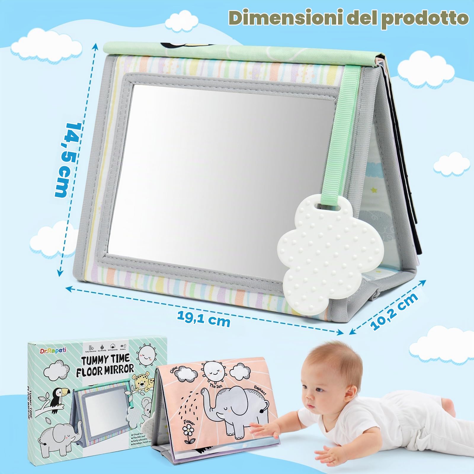Dr.Rapeti Specchio Tummy Time Bianco Nero Sensoriale