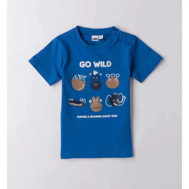 iDO T-shirt bambino bianca stampa animali cotone