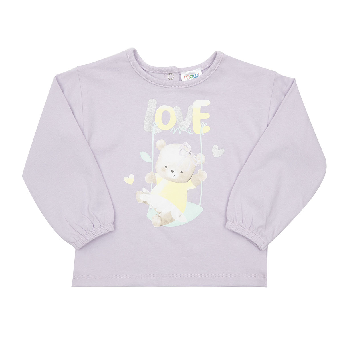 Maglia Lilla Bimba Orsetto Manica Lunga Cotone