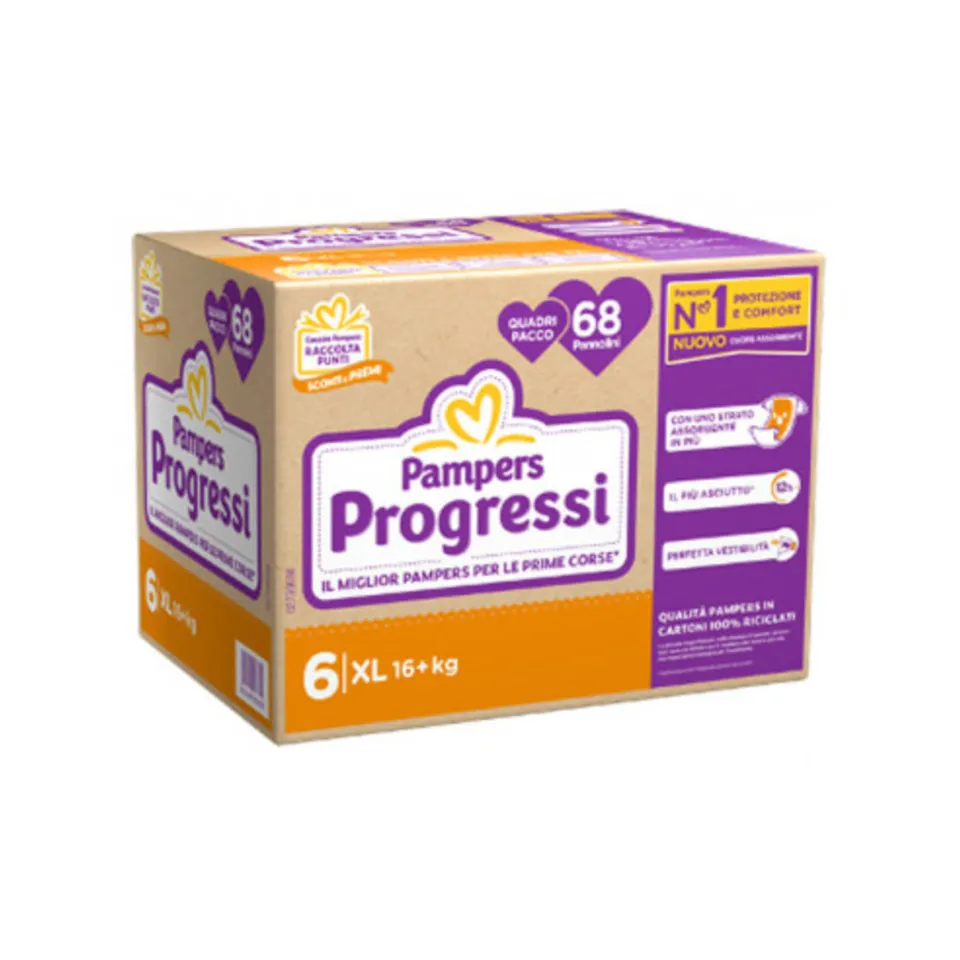 Pampers Progressi pannolini taglia 6 16+ kg 68 pz quadri